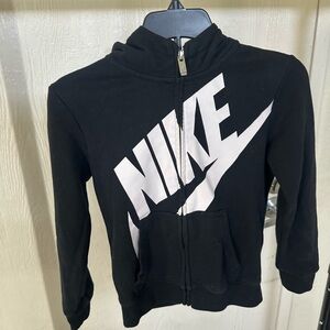 Nike Kids Black and White Zip-Up Hoodie